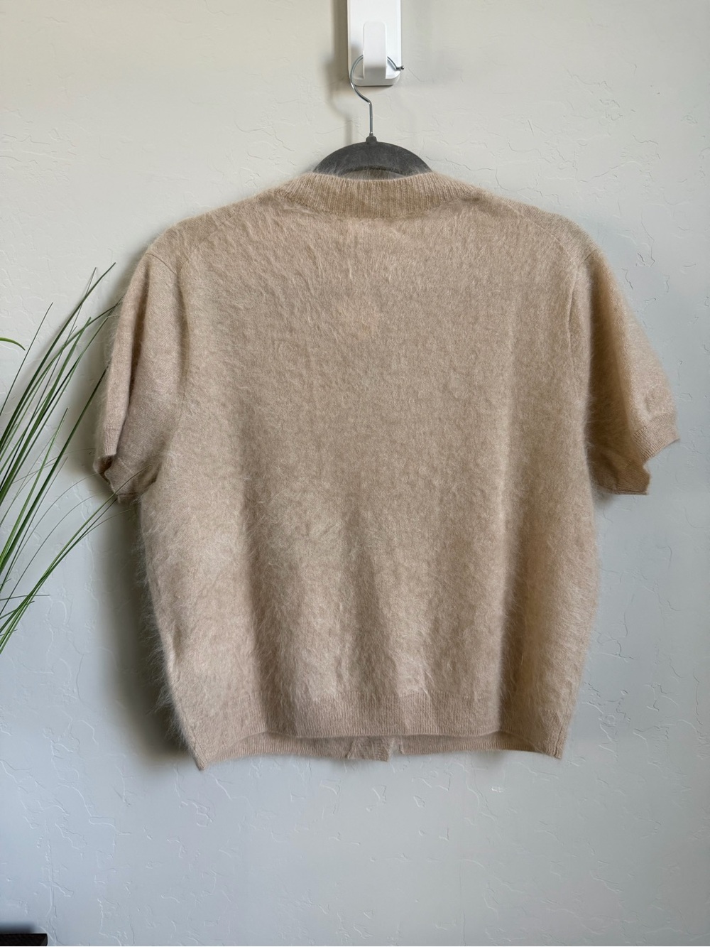 J. Crew Short-Sleeve Fuzzy Button-Up Cardigan in Beige - Picture 2 of 6